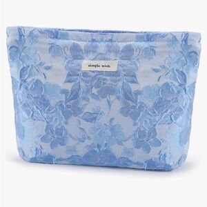 Simple Wish Light Blue Floral Cosmetic Bag